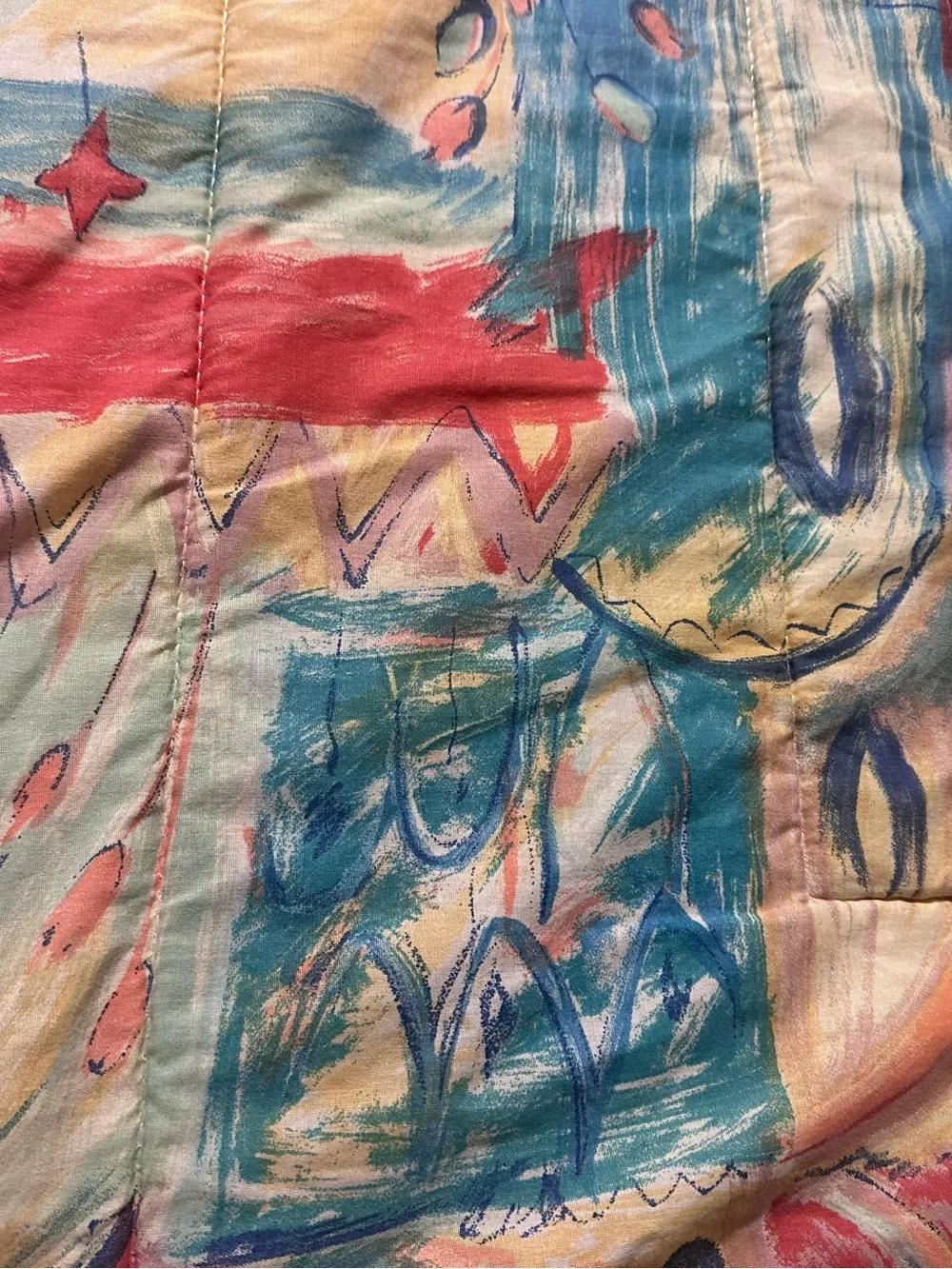 Vintage 80s 90s watercolor abstract striped queen comforter